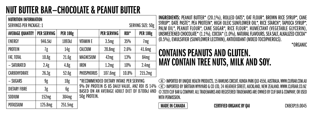 Clif Nut Butter Bar - Chocolate Peanut Butter