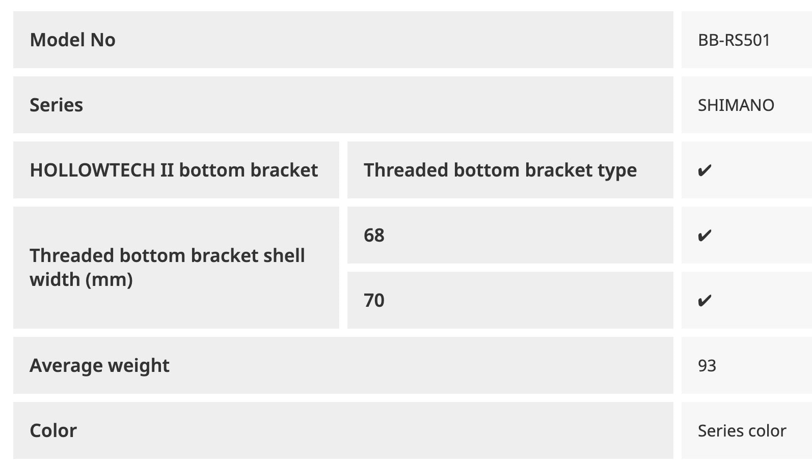 Shimano Bottom Bracket RS501 68mm
