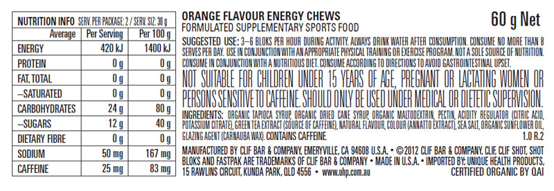 Clif Bloks Energy Chew - Orange